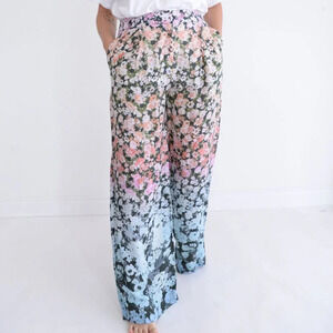 Reiss Floral Print Wide Leg  Trousers Pants Size 8 NWT